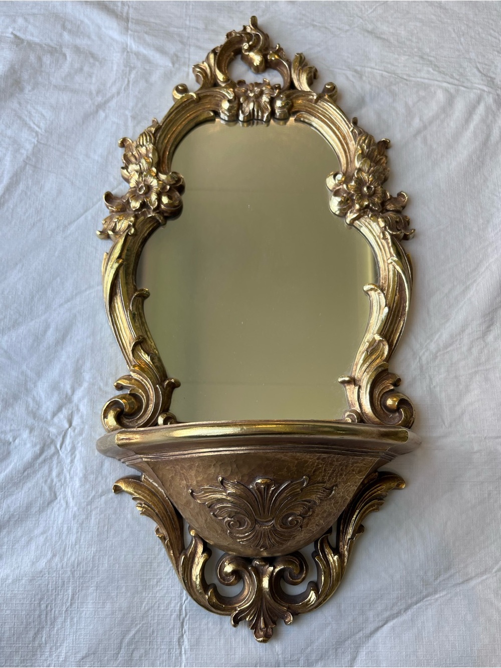 Vintage Syroco Ornate Gold Mirror Shelf Hollywood Regency Glam